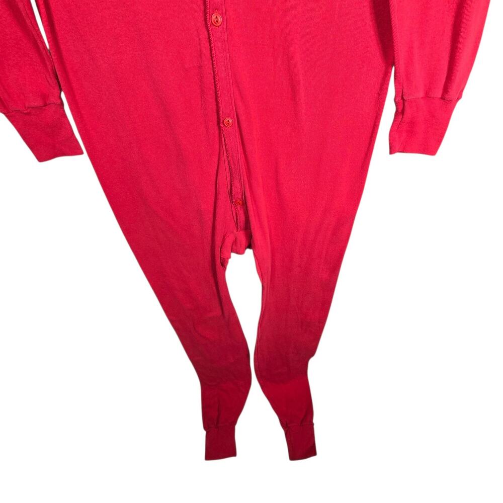 Indera Union Suit Mens 2XL Red Cotton Sleepwear Pajamas One Piece Thermal - Picture 3 of 8